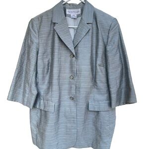 Rena Rowan womens 3/4 sleeve‎ button down loose fitted collard vintage blazer